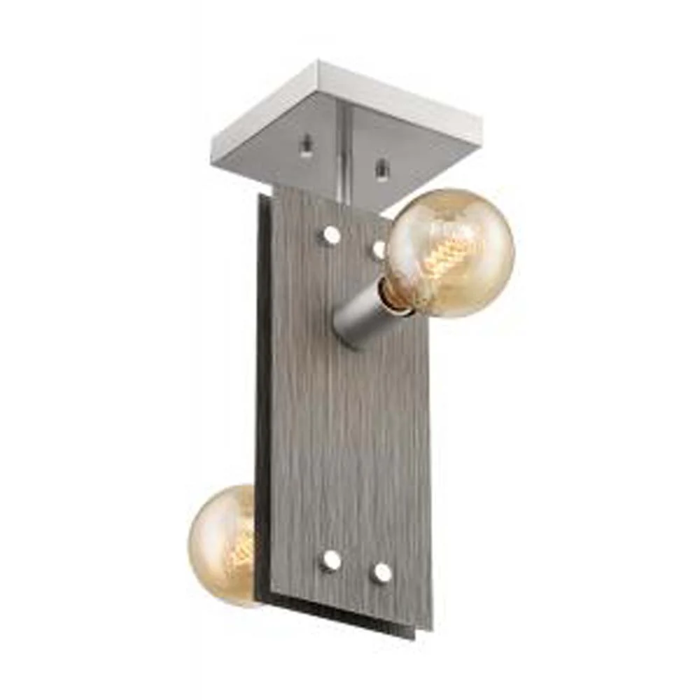 Nuvo Stella 2 Light Semi Flush w/ DriftWood & Brushed Nickel Accents Finish