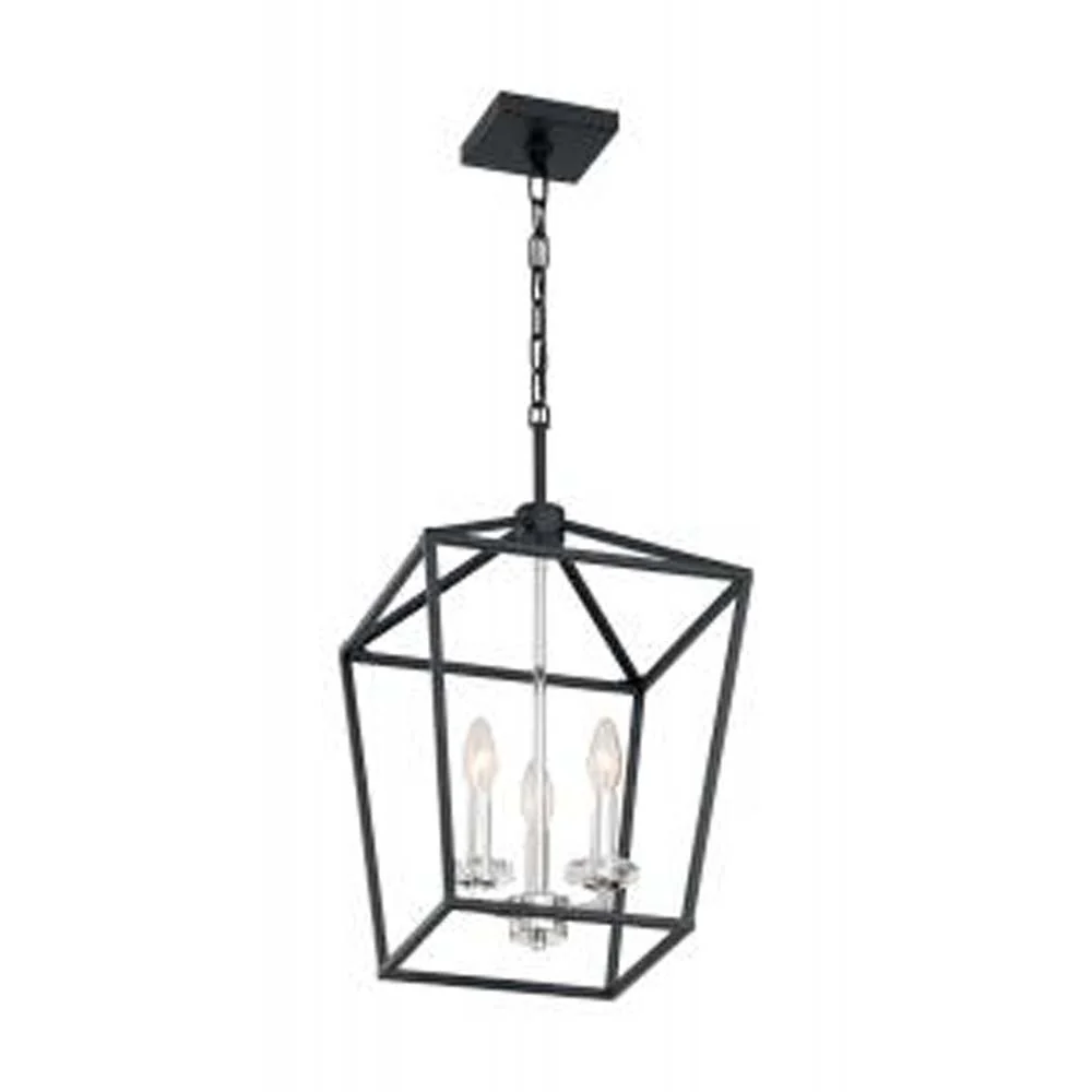 Nuvo Storyteller 3-Light Pendant w/ Matte Black & Polished Nickel Accents Finish