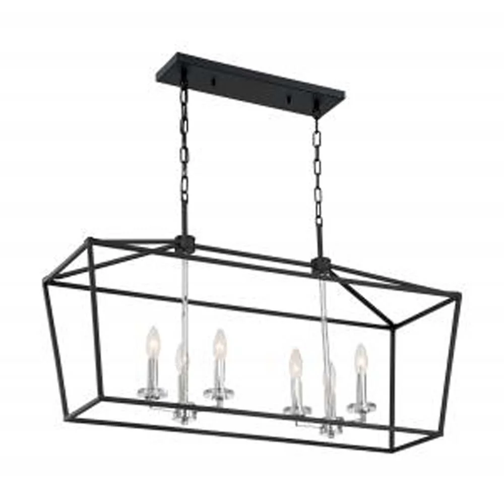 Nuvo Storyteller 6-Light Pendant w/ Matte Black & Polished Nickel Accents Finish