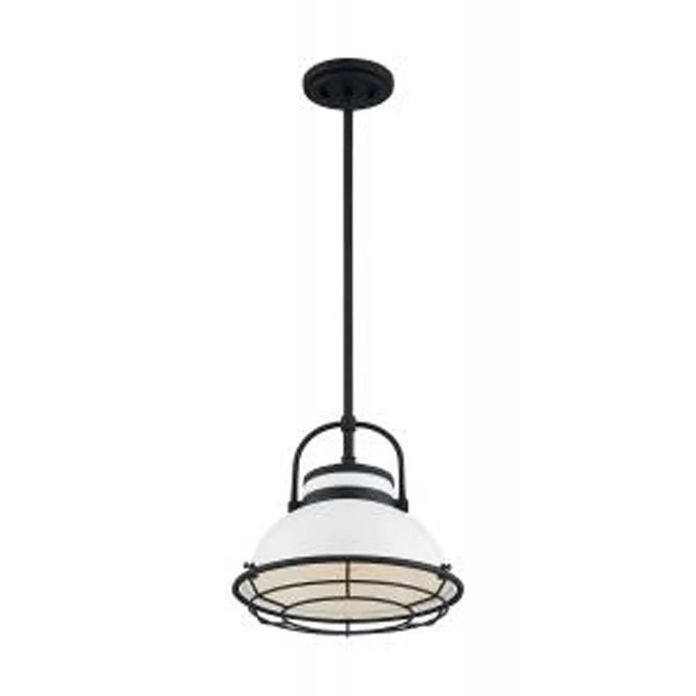 Nuvo Upton 1-Light 12" Pendant w/ Gloss White & Black Accents Finish