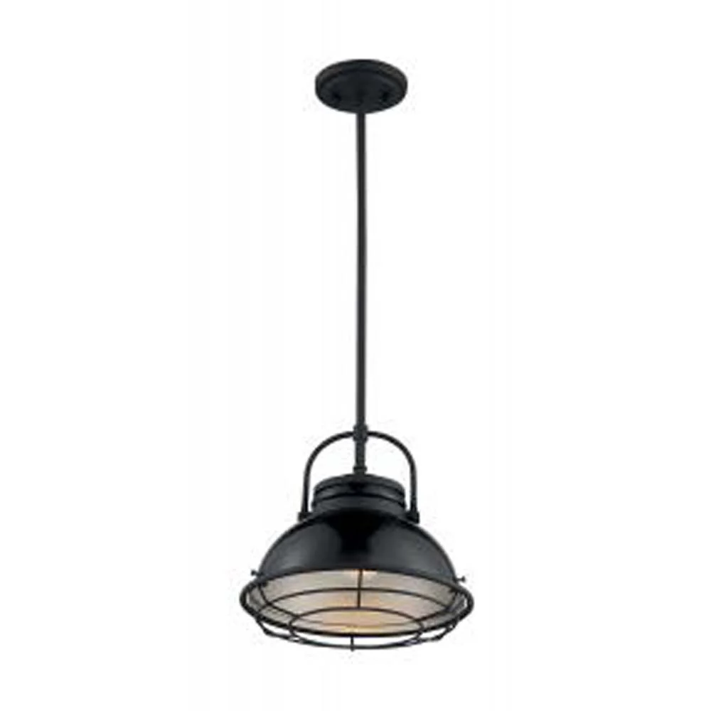 Nuvo Upton 1-Light Large Pendant w/ Black & Silver & Black Accents Finish