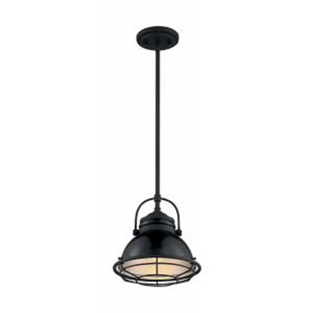 Nuvo Upton 1-Light Small Pendant w/ Black & Silver & Black Accents Finish