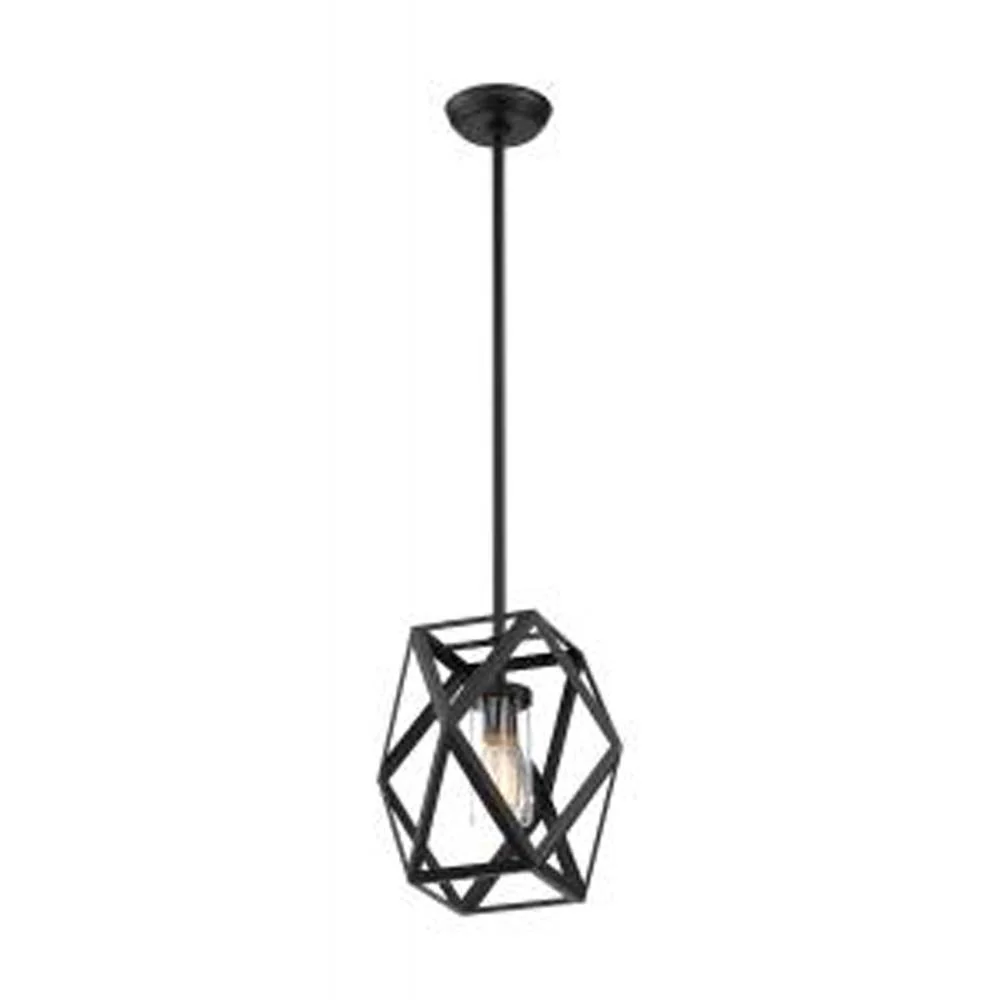 Nuvo Zemi 1-Light Mini Pendant Fixtures w/ Clear Glass in Black Finish