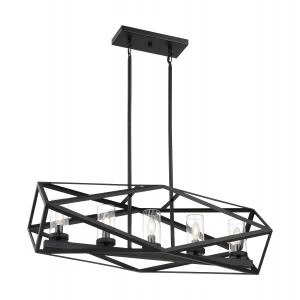 Nuvo Zemi 5-Light Pendant w/ Clear Glass in Black Finish