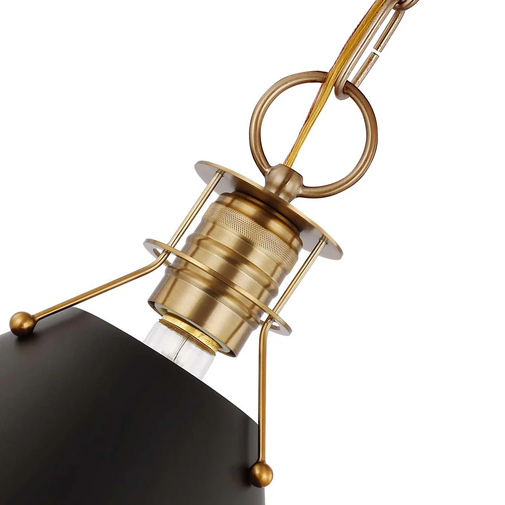 Outpost 1-Light Large Pendant Matte Black with Burnished Brass - Image 3