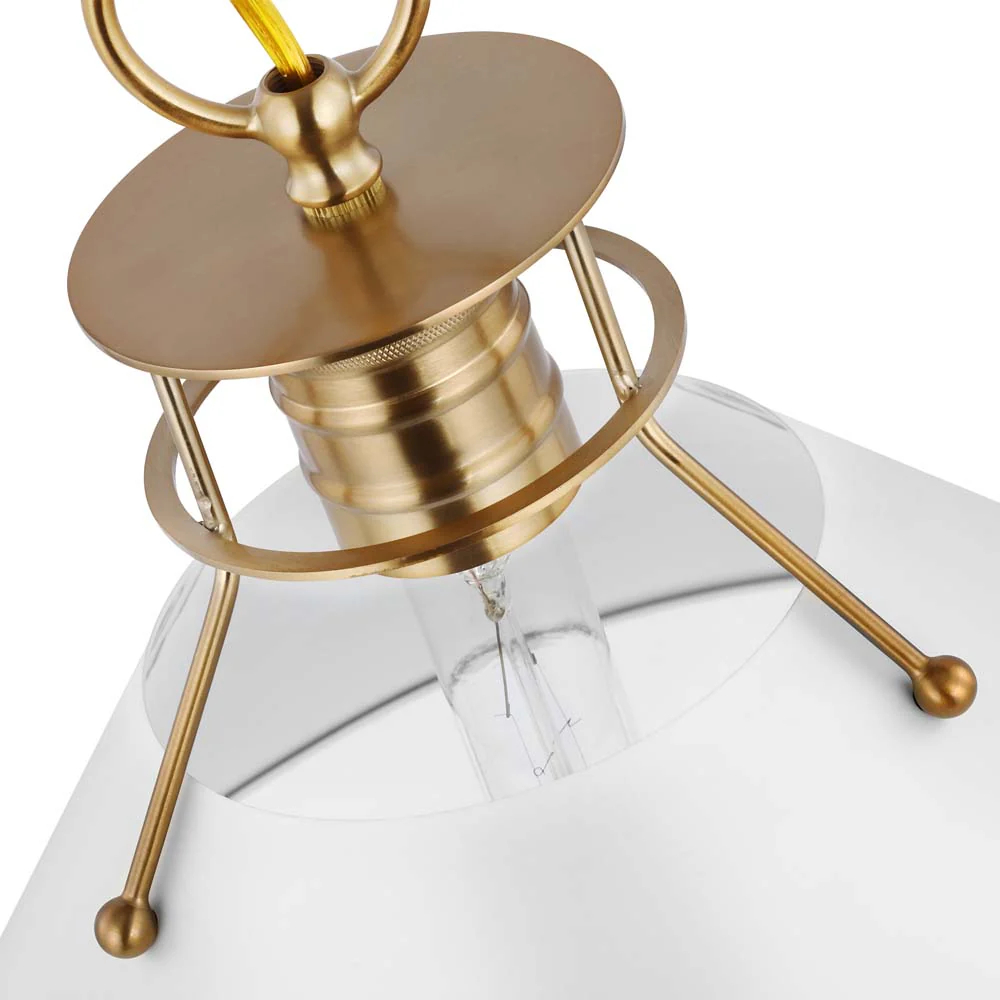 Outpost 1-Light Large Pendant Matte White with Burnished Brass - Image 4