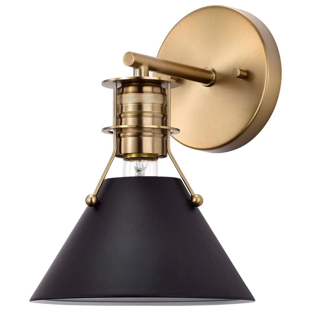 Outpost 1-Light Wall Sconce Matte Black with Burnished Brass