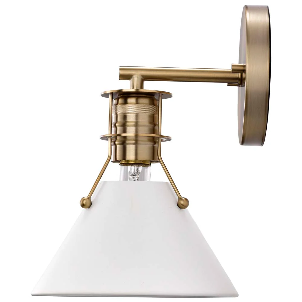 Outpost 1-Light Wall Sconce Matte White with Burnished Brass - Image 4
