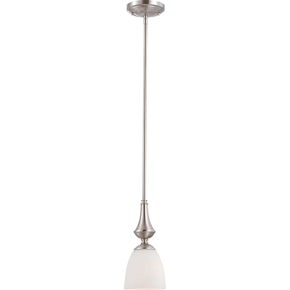 Nuvo Patton 1-Light Mini Pendant w/ Frosted Glass in Brushed Nickel Finish