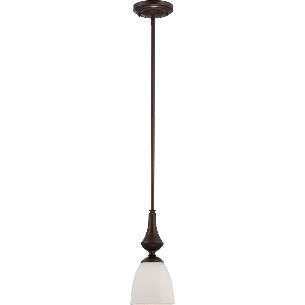 Nuvo Patton 1-Light Mini Pendant w/ Frosted Glass in Prairie Bronze Finish