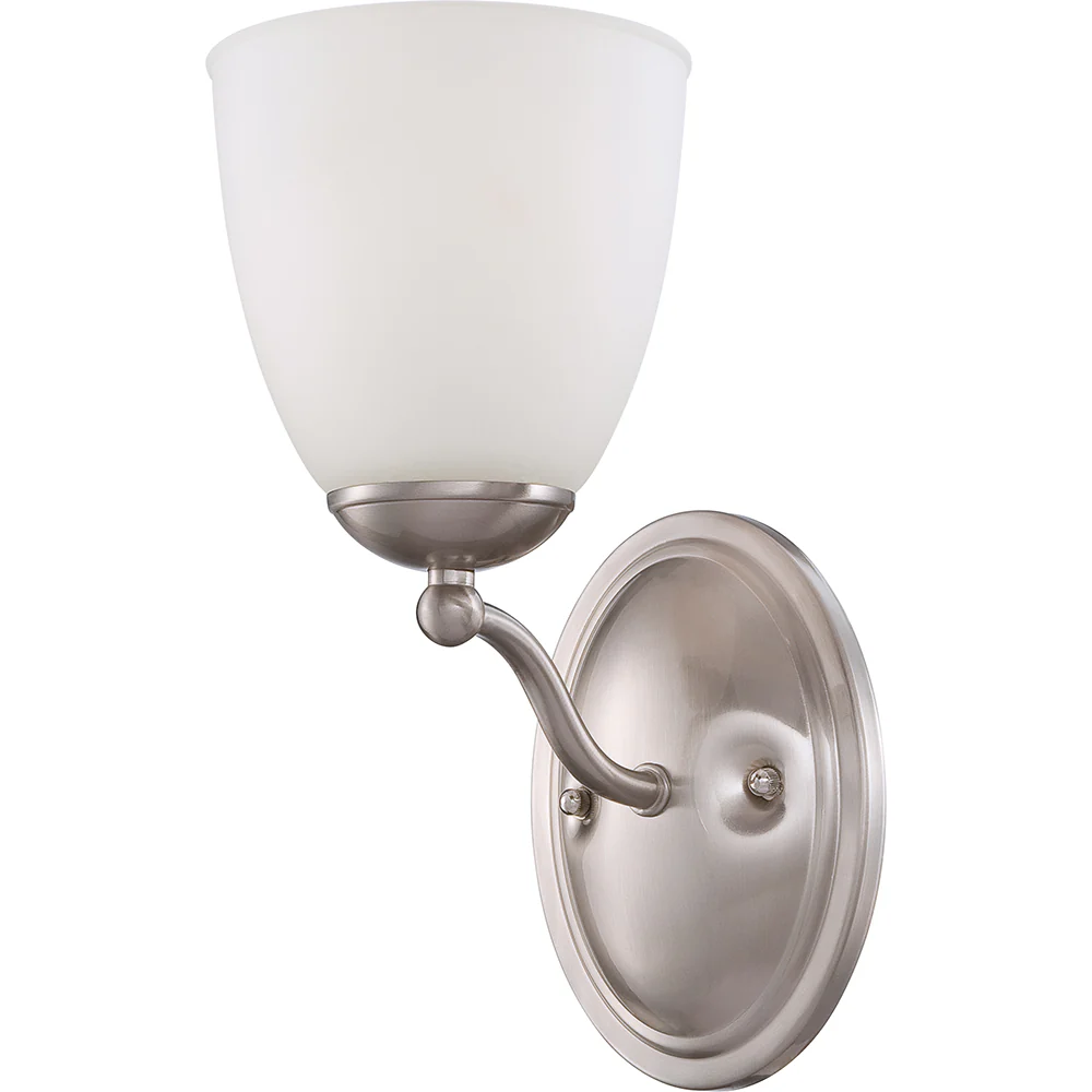 Nuvo Patton 1-Light Vanity Fixture w/ Frosted Glass in Brushed Nickel Finish