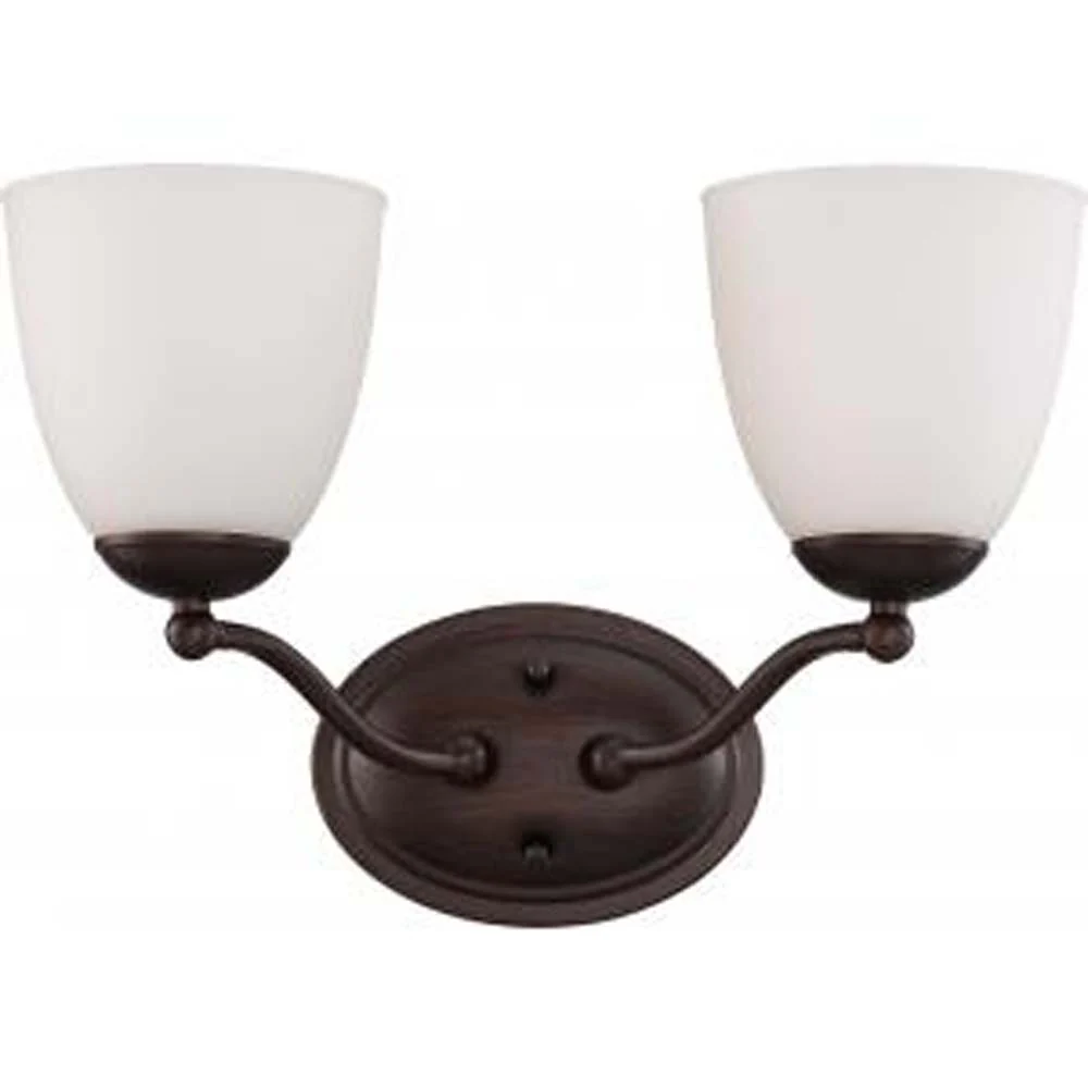 Nuvo Patton 2-Light Vanity Fixture w/ Frosted Glass in Prairie Bronze Finish