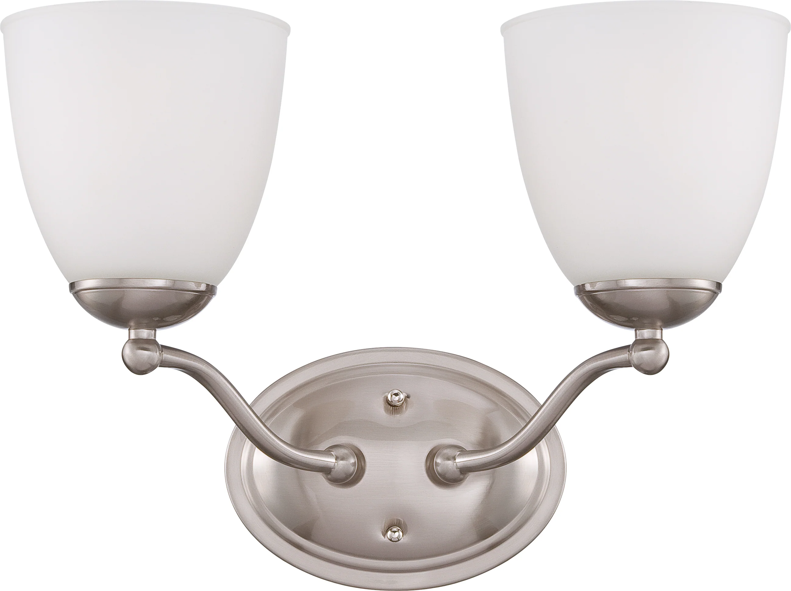 Nuvo Patton 2-Light Vanity Fixture w/ Frosted Glass in Brushed Nickel Finish