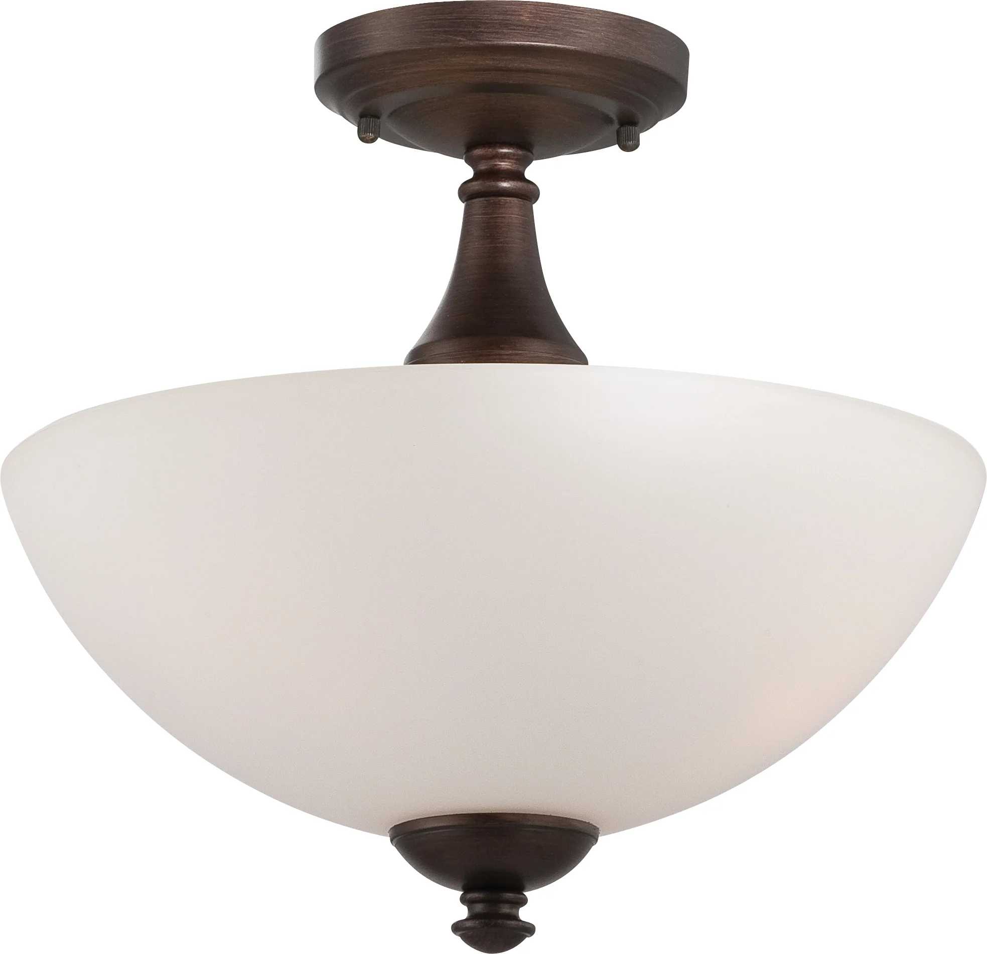 Nuvo Patton 3-Light Semi Flush Fixture w/ Frosted Glass in Prairie Bronze Finish