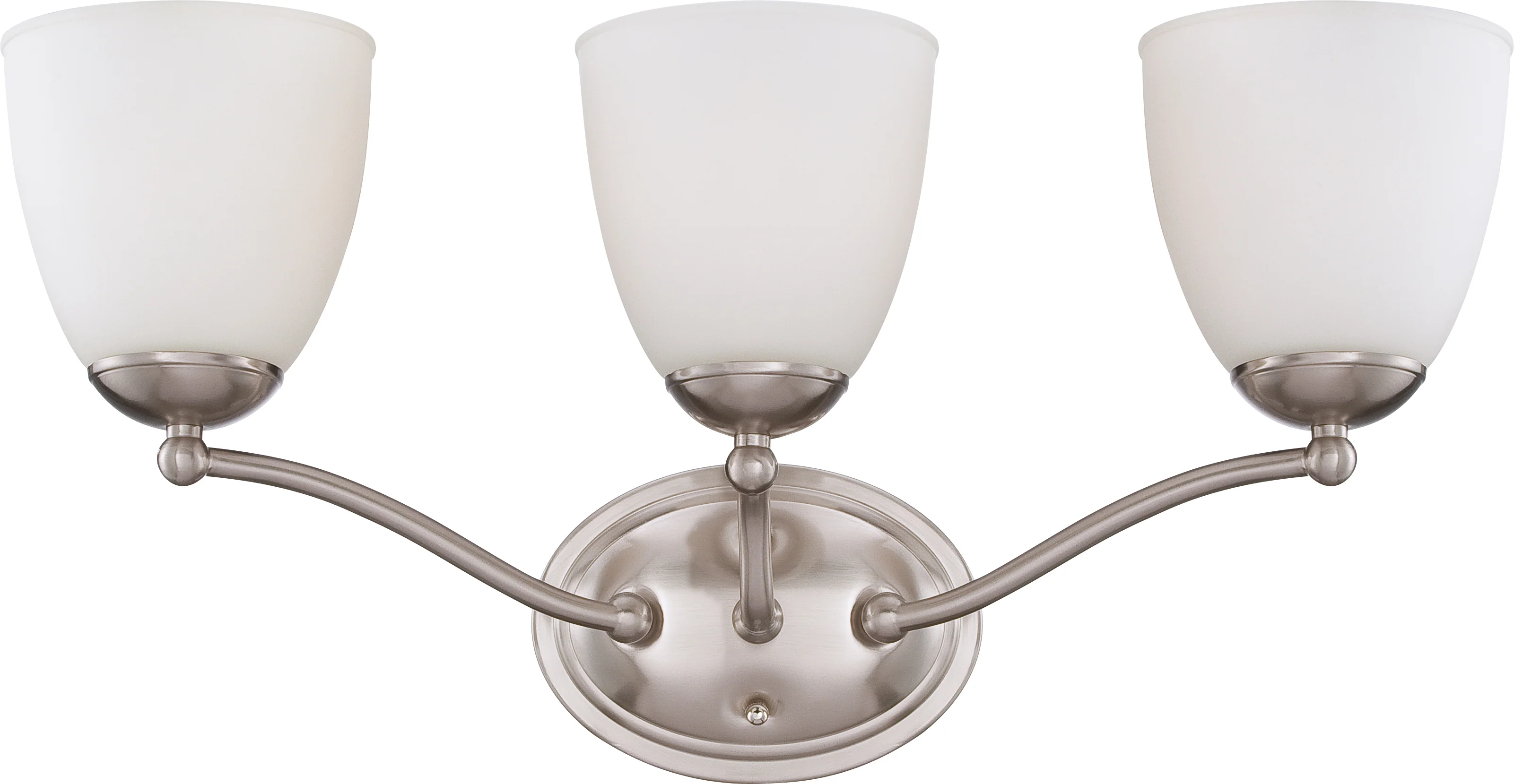 Nuvo Patton 3-Light Vanity Fixture w/ Frosted Glass in Brushed Nickel Finish
