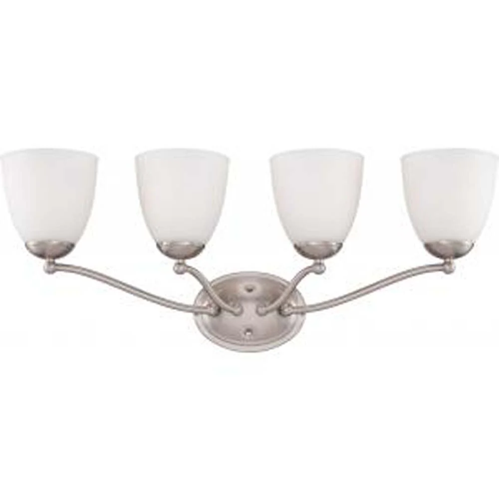 Nuvo Patton 4-Light Vanity Fixture w/ Frosted Glass in Brushed Nickel Finish