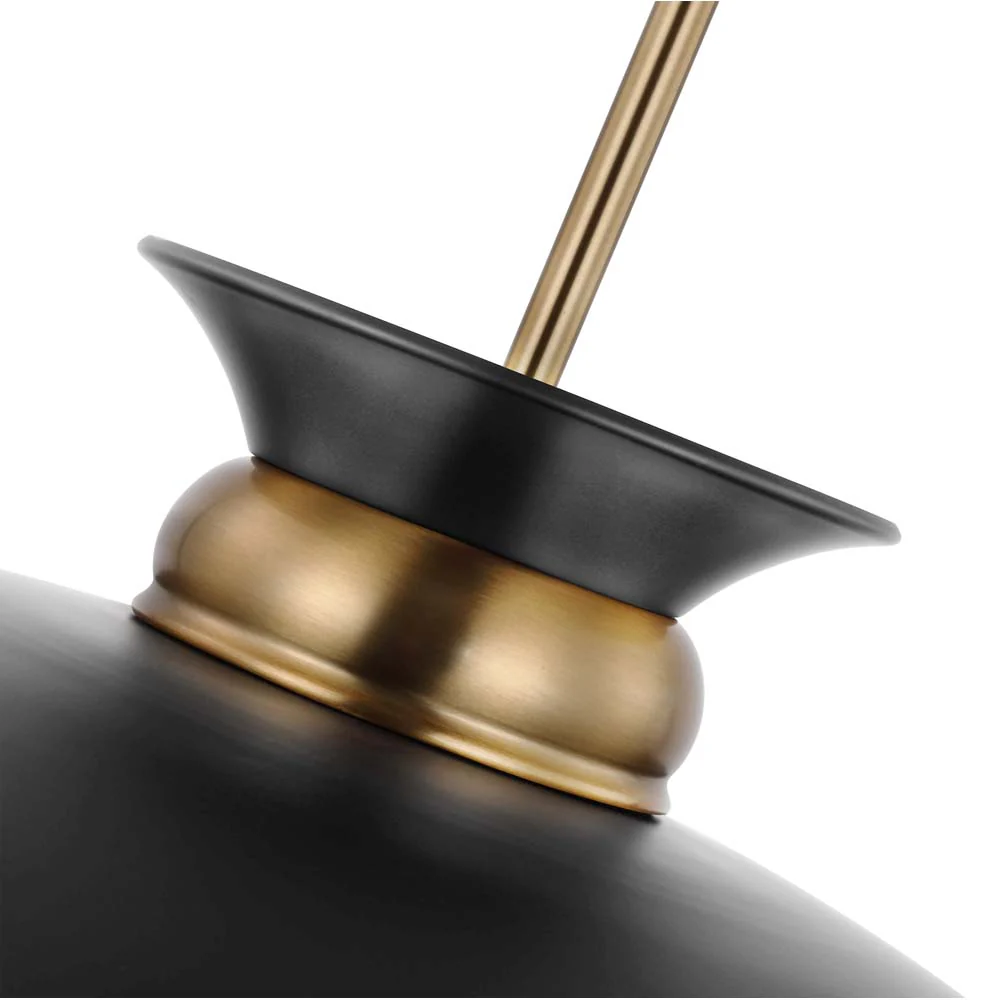 Perkins 1-Light Large Pendant Matte Black with Burnished Brass - Image 5