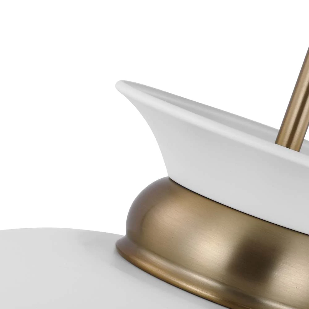 Perkins 1-Light Large Pendant Matte White with Burnished Brass - Image 4