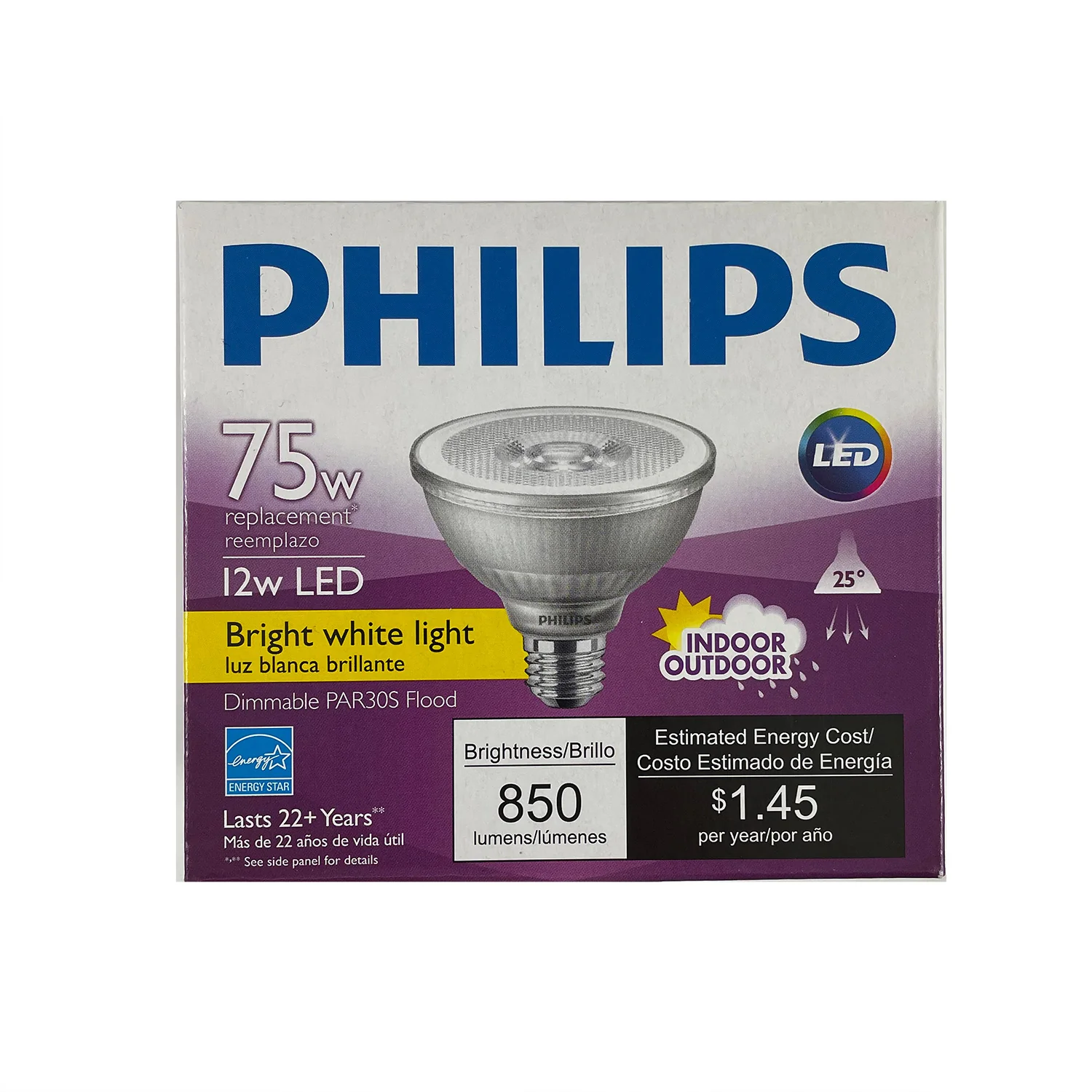 Philips 12W PAR30S LED 3000K Bright White Flood Single Optics Bulb - 75w Equiv. - Image 2