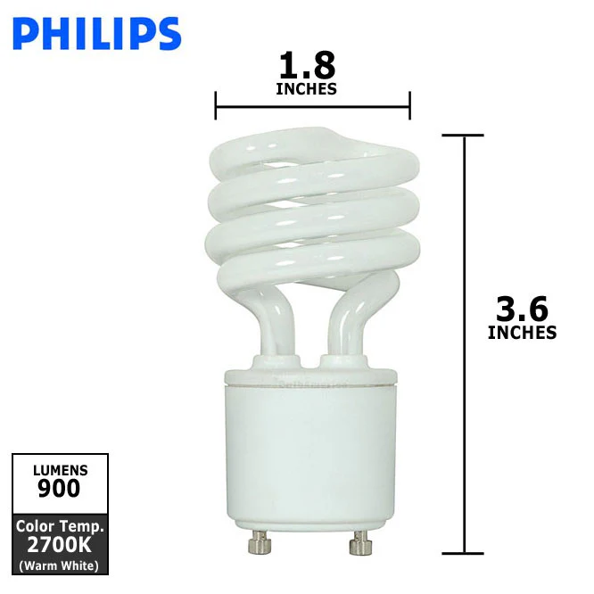 Philips 13w 120v Twist GU24 2700K EL/mdT Fluorescent Light Bulb - Image 2