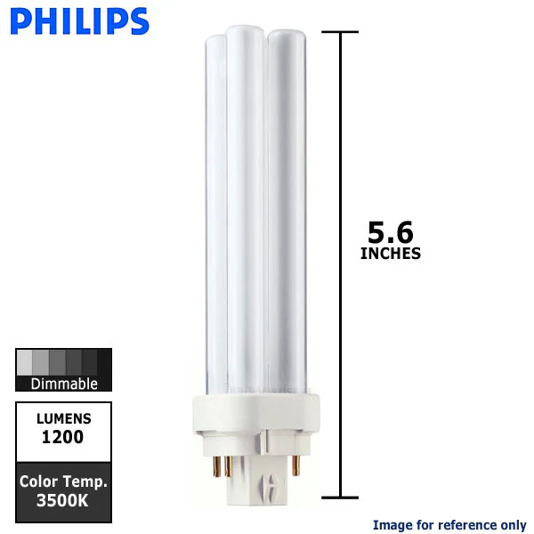 Philips 18w Double Tube 4-Pin G24Q-2 White 3500k Fluorescent Light Bulb - Image 2