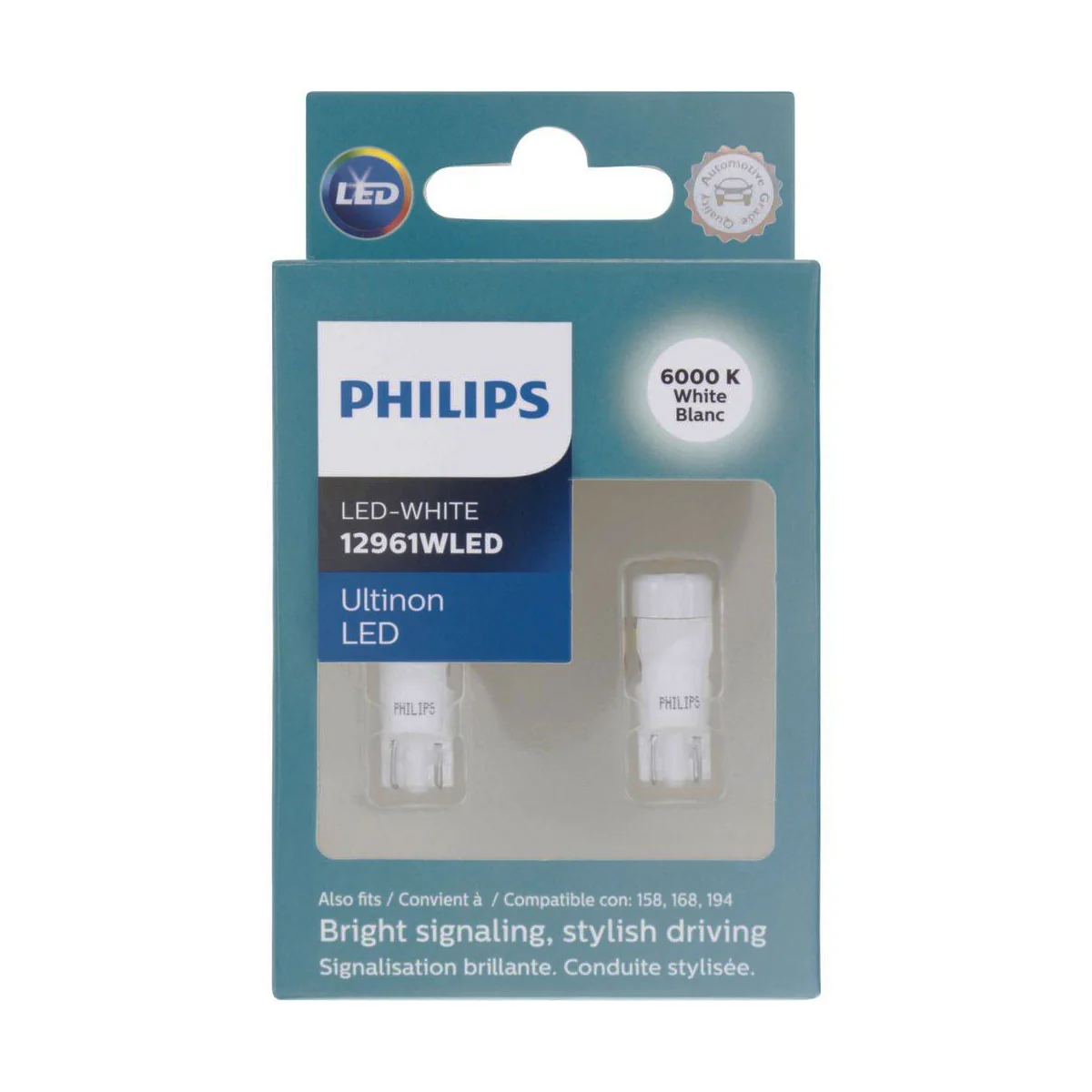 Philips Ultinon LED 158, 168, 194, 2825, W5W Bright White 6000K Automotive Bulb