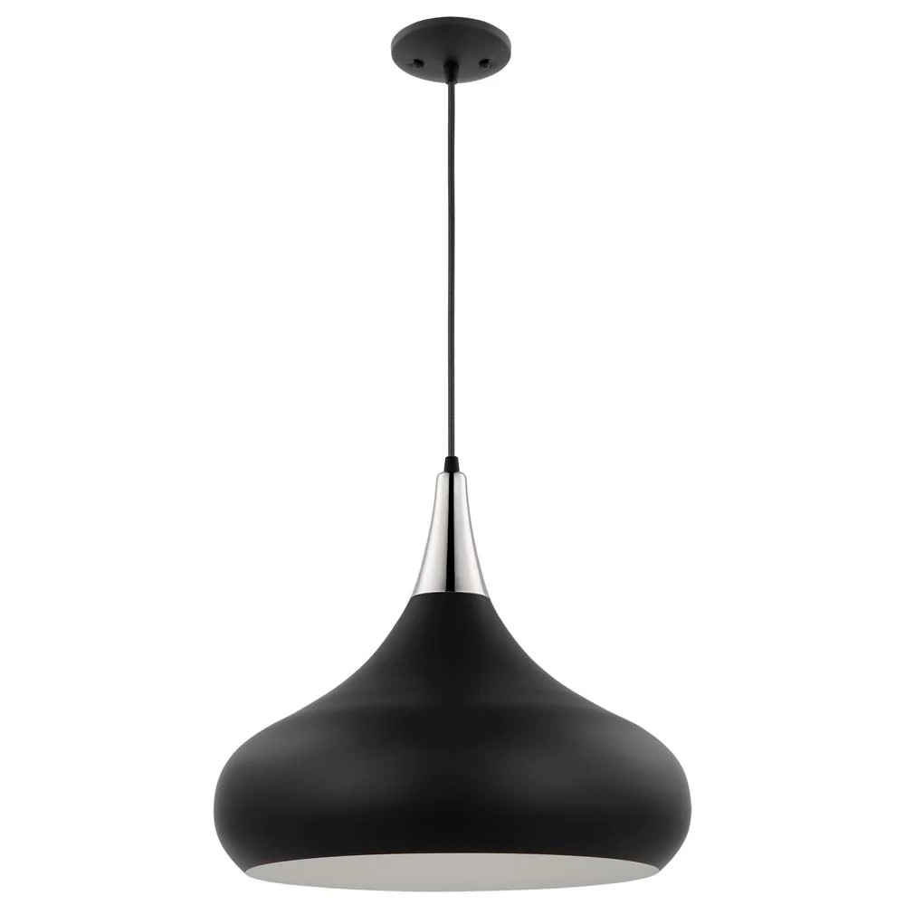 Phoenix 1-Light Large Pendant Matte Black with Polished Nickel