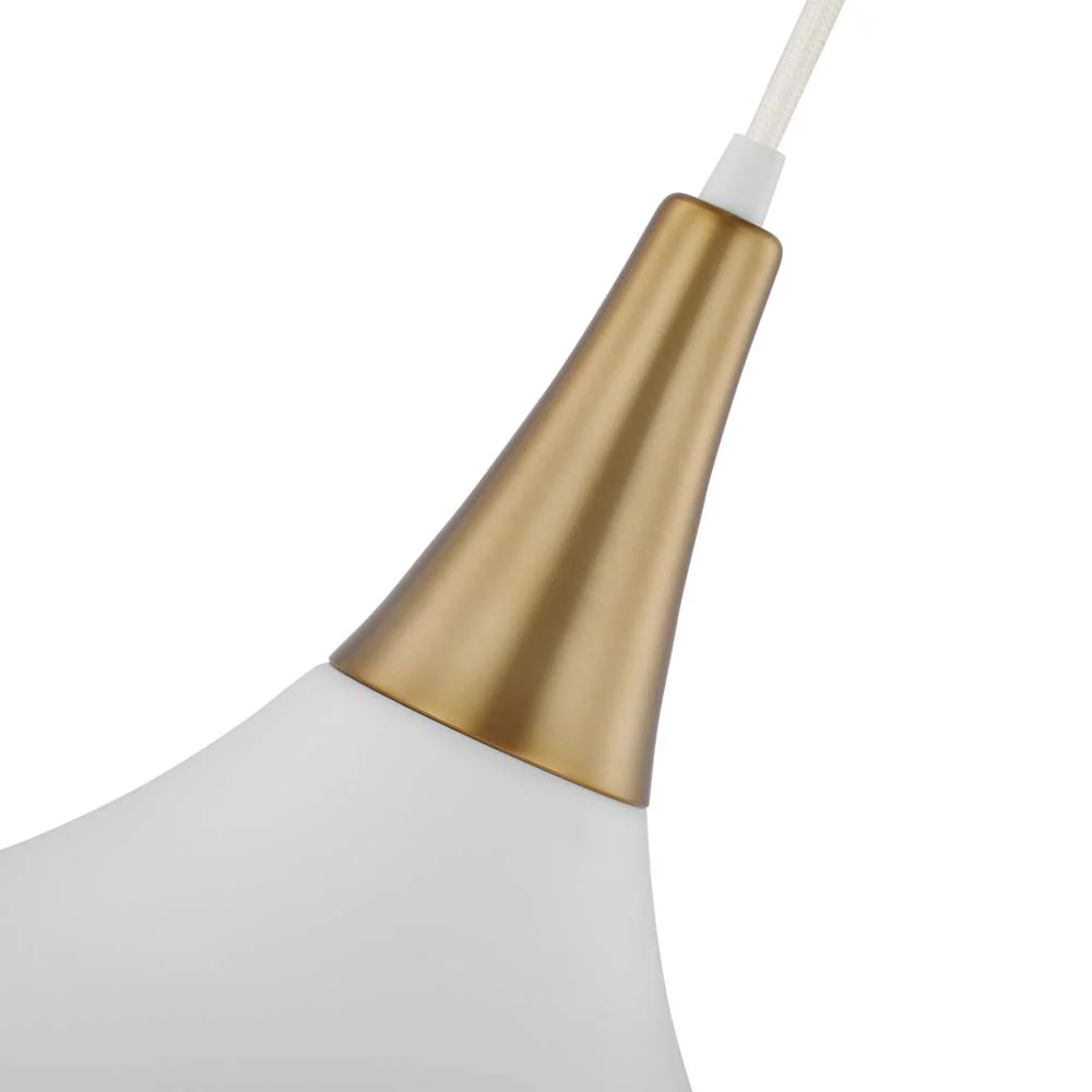 Phoenix 1-Light Large Pendant Matte White with Burnished Brass - Image 5