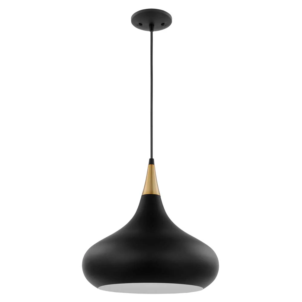 Phoenix 1-Light Medium Pendant Matte Black with Polished Nickel