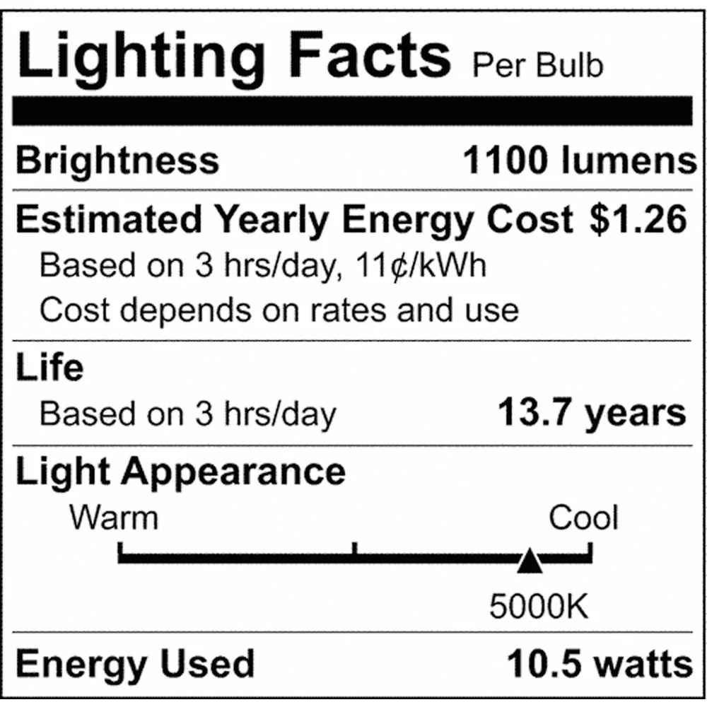 Satco 10.5w LED Bulb A19 Clear Finish 5000K - 75w-equiv - Image 2