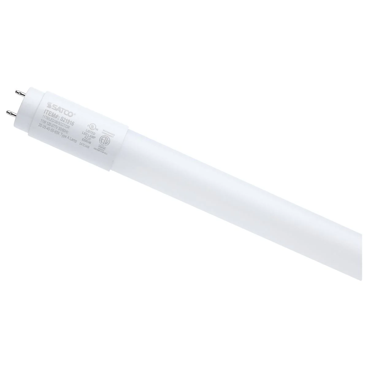 Satco 3-Ft 11w T8 LED G13 Base CCT Selectable Frosted Type A Bulb