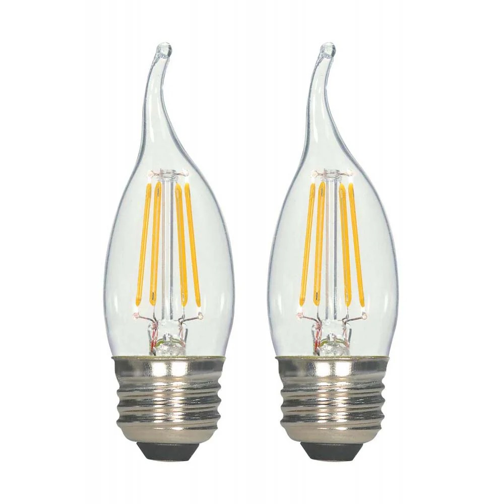2Pk - Satco 4.5w 120v CA10 LED Filament 5000k Natural Light E26 Dimmable Bulb