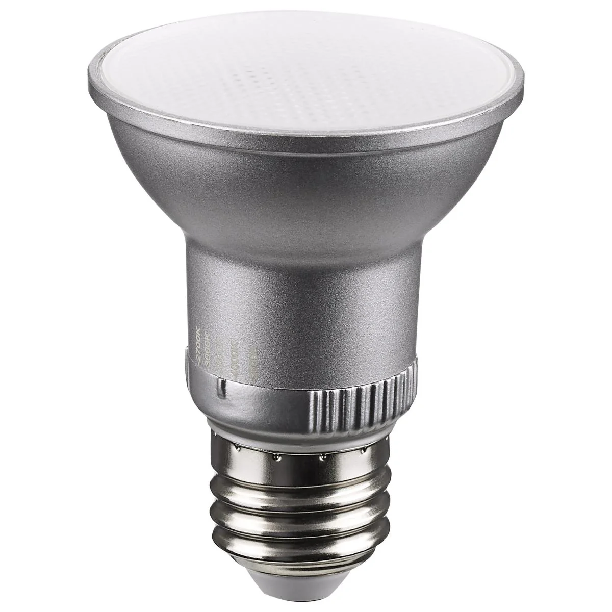 Satco 5.5w PAR20 LED E26 Base 25deg 120v CCT Selectable Silver Finish Bulb