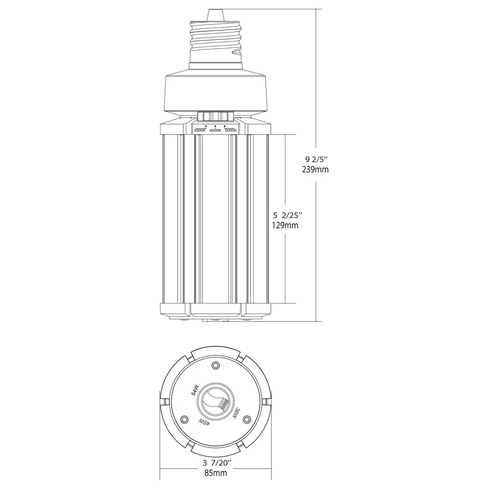 Satco LED HID Replacement 54/45/36 Wattage & CCT Selectable Mogul Base 100-277V - Image 8