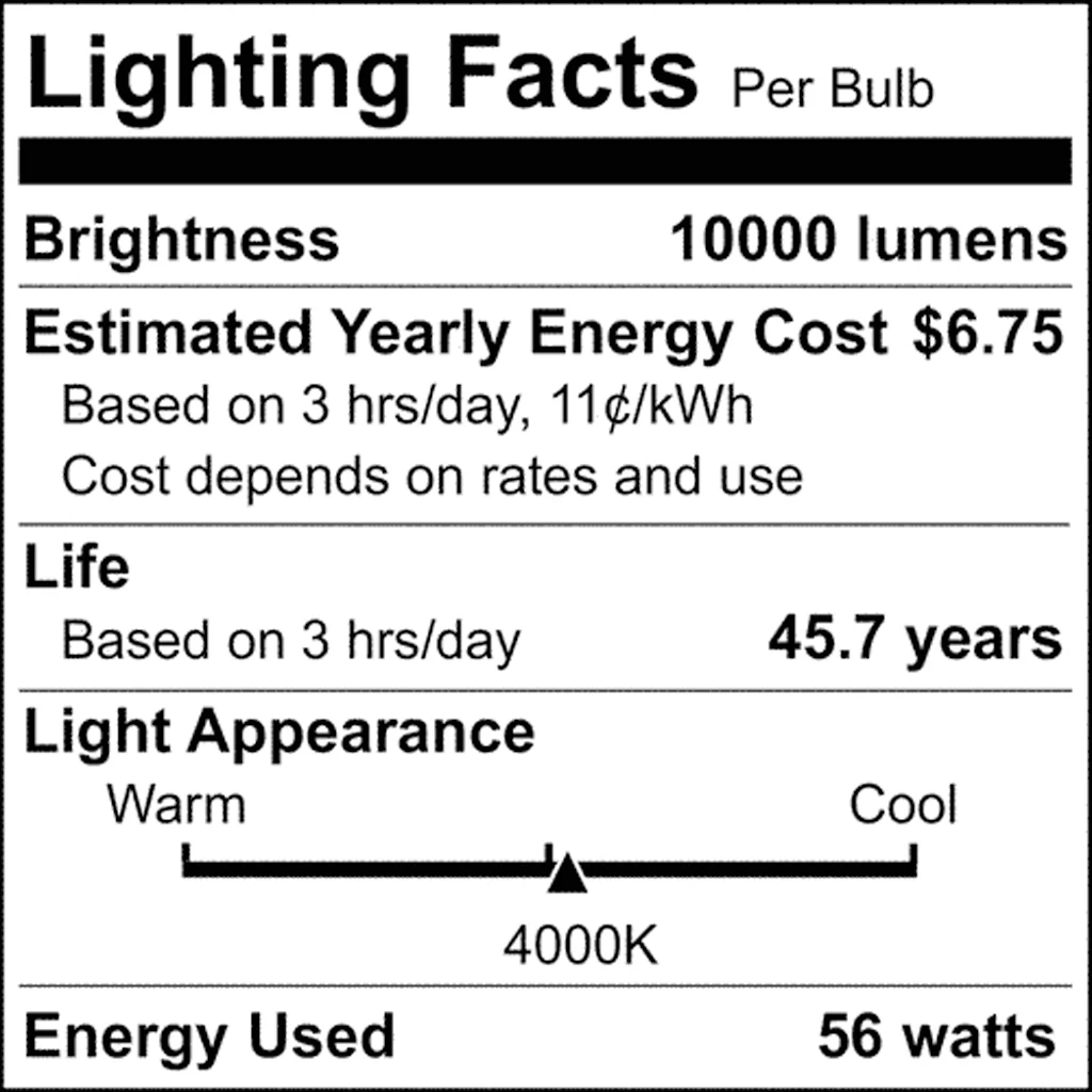 Satco 56w LED HID Replacement ED37 4000K EX39l Base 120-277v Clear Finish Bulb - Image 9