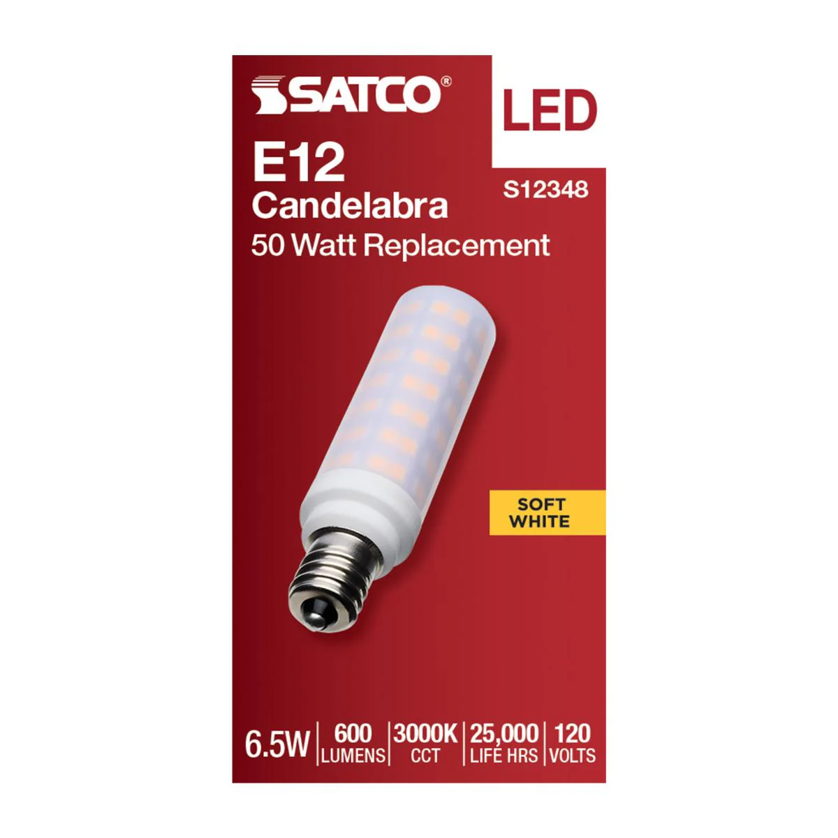 Satco 6.5w T6 LED 120v E12 Base 3000k Frosted Finish Bulb - Image 3