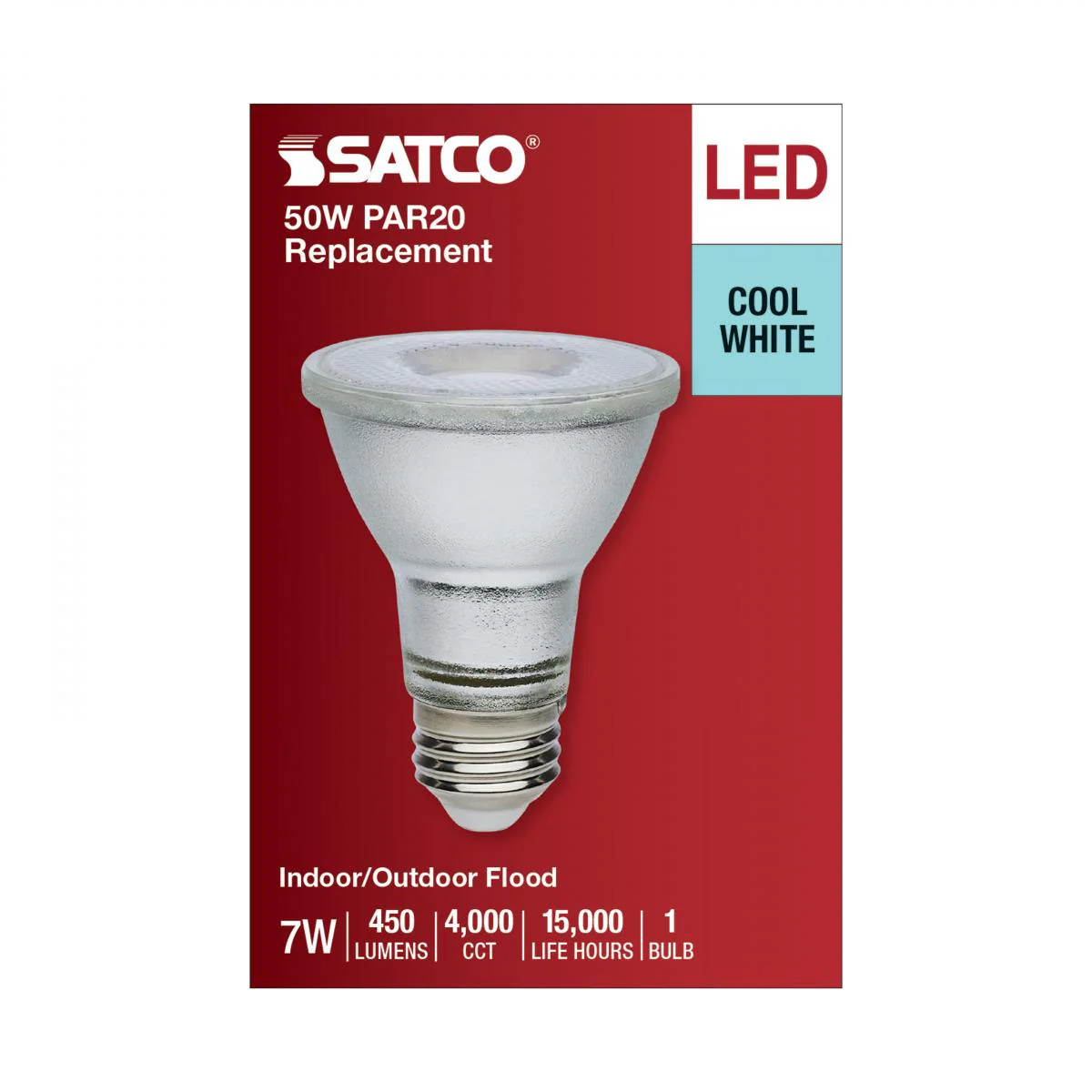 Satco 7w Econo LED PAR20 4000K 35deg 120-277v Silver Finish Bulb - Image 4