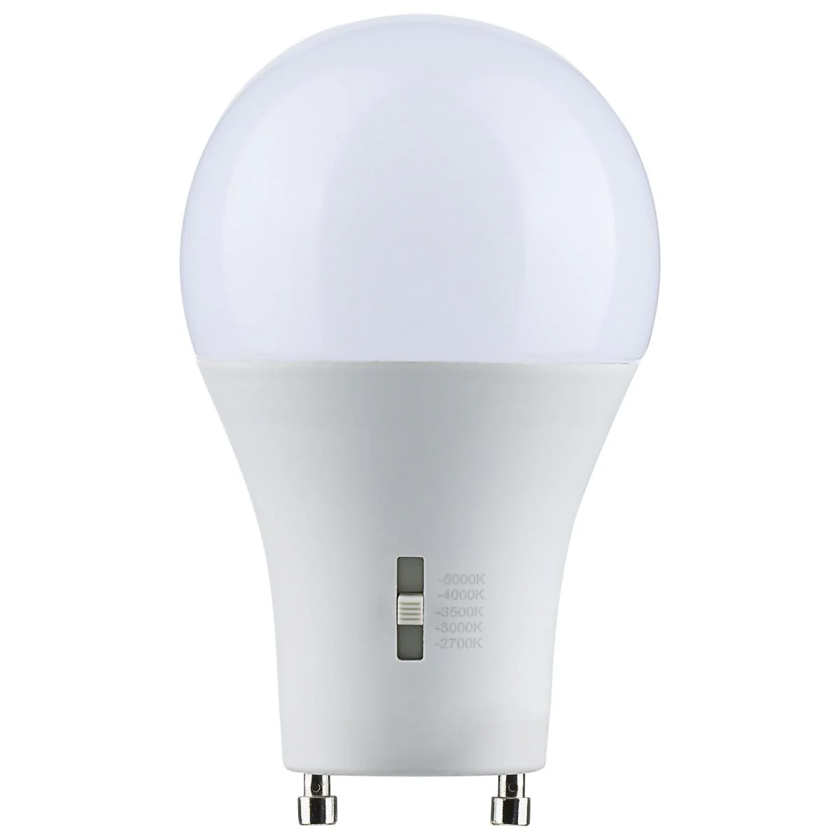 Satco 8.8w A19 LED Bi Pin GU24 Base 120v CCT Selectable White Finish Bulb