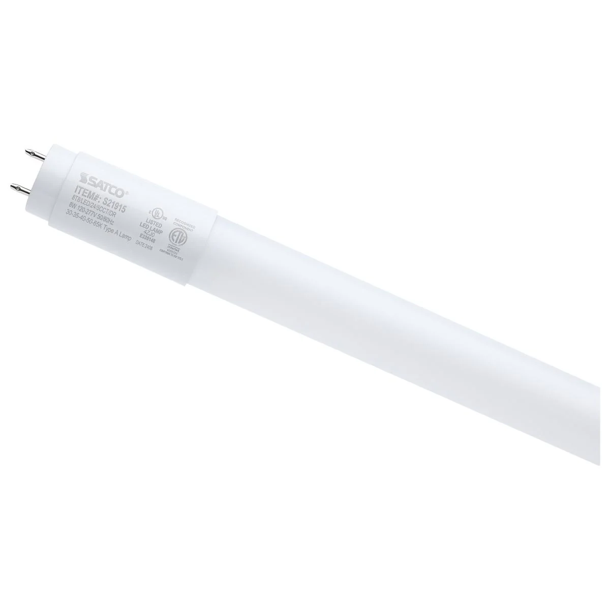 Satco 8w 2-Ft T8 LED G13 Base CCT Selectable Frosted Type A Bulb