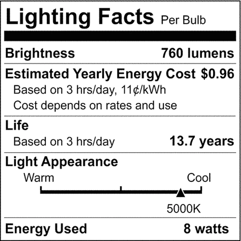 Satco 8w C11 LED 800Lm 5000K 120v Clear Finish Candelabra Base Bulb - Image 9