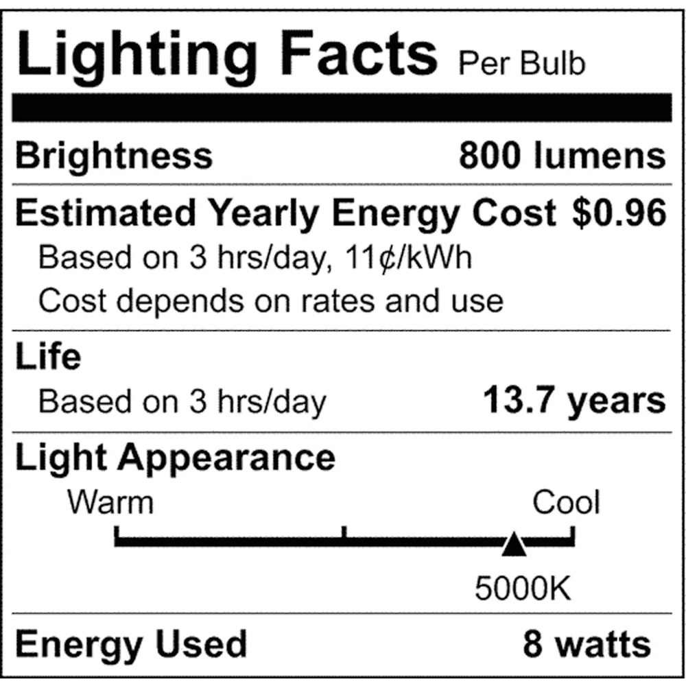 Satco 8w LED Bulb A19 Clear Finish 5000K - 60w-equiv - Image 2