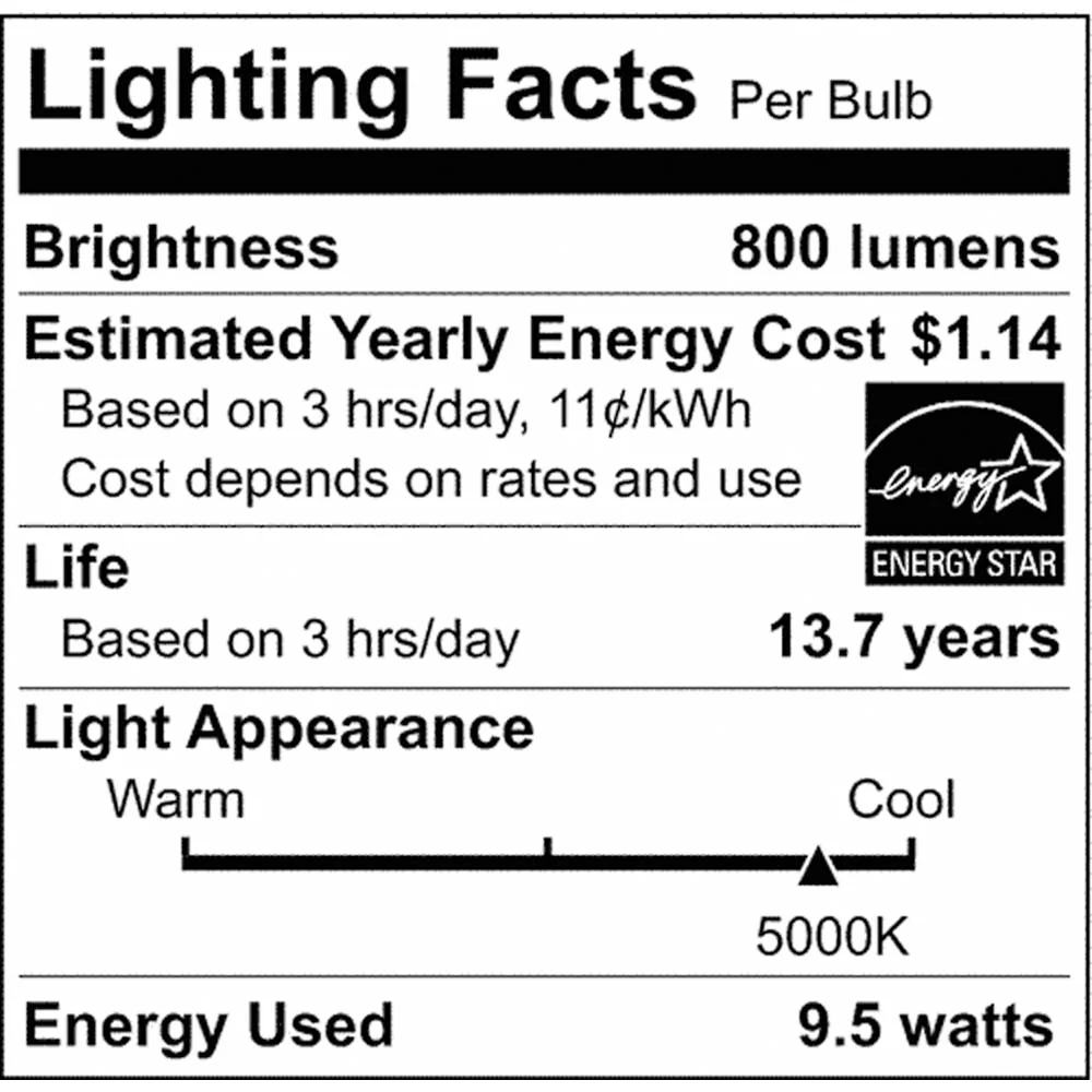Satco 9.5w 120v A19 LED Bulb 800lm 5000K Natural Light Non-Dimmable - 60w-equiv - Image 4