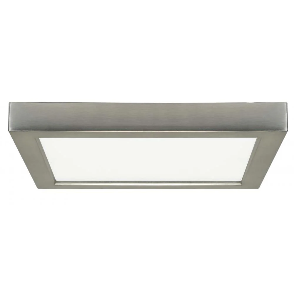 18.5w 9-in Flush Mount LED Fixture 3000K Square Shape Brushed Nickel Finish 120v
