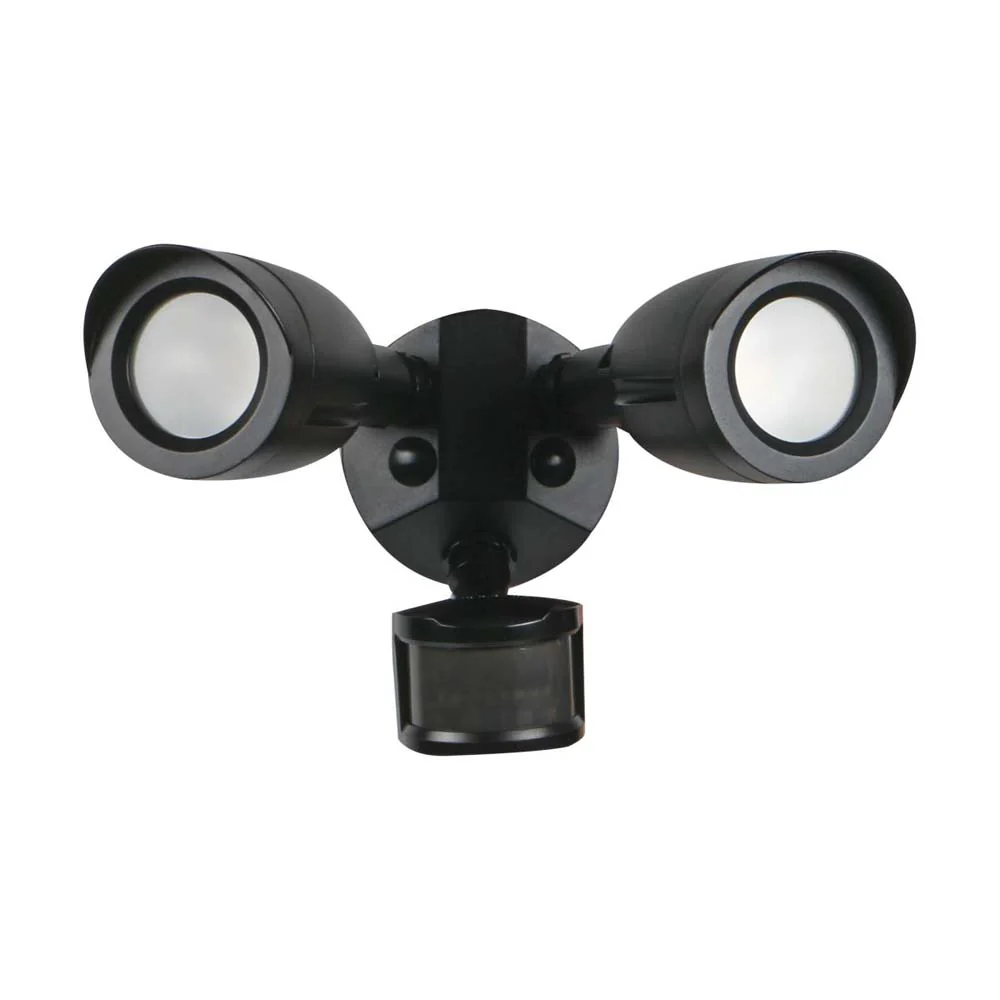 Satco LED Security Light Dual Head Motion Sensor Included Black Finish 3000K