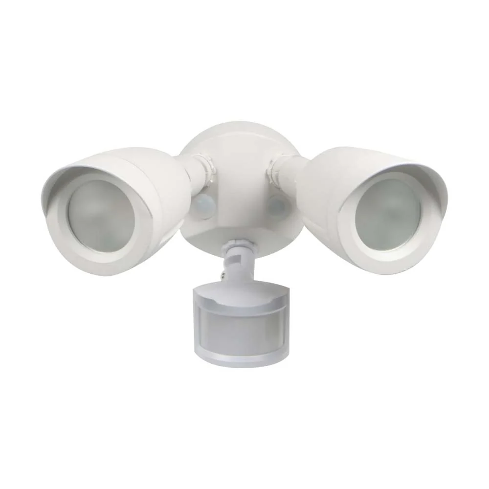 Satco LED Security Light Dual Head Motion Sensor Included White Finish 3000K