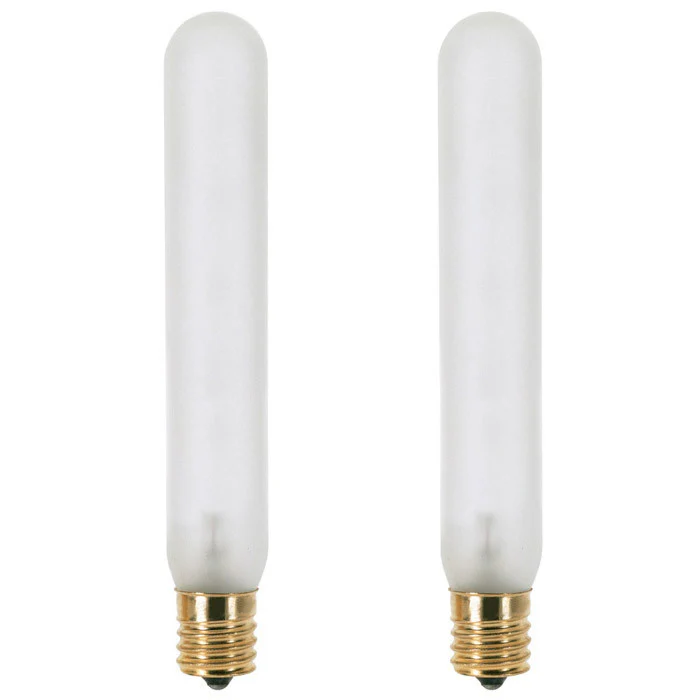 2 Pk - Satco S3715 15W Frost Slimline Picture E12 Candelabra Base bulbs