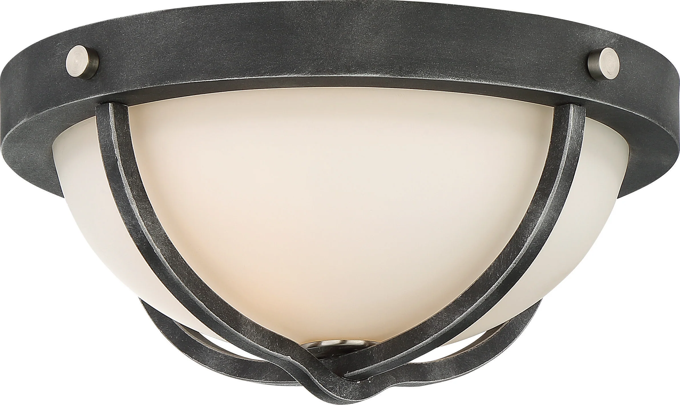Sherwood 2-Light Flush Mounted in Iron Black with Brushed Nickel Accents Finish