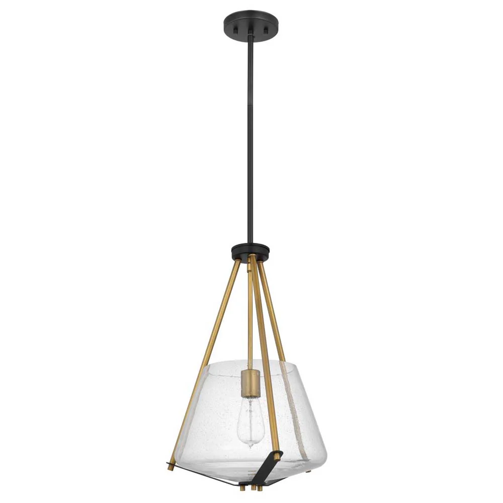 Starlight Foyer Pendant E26 Base 60w Matte Black Finish: Clear Seeded Glass