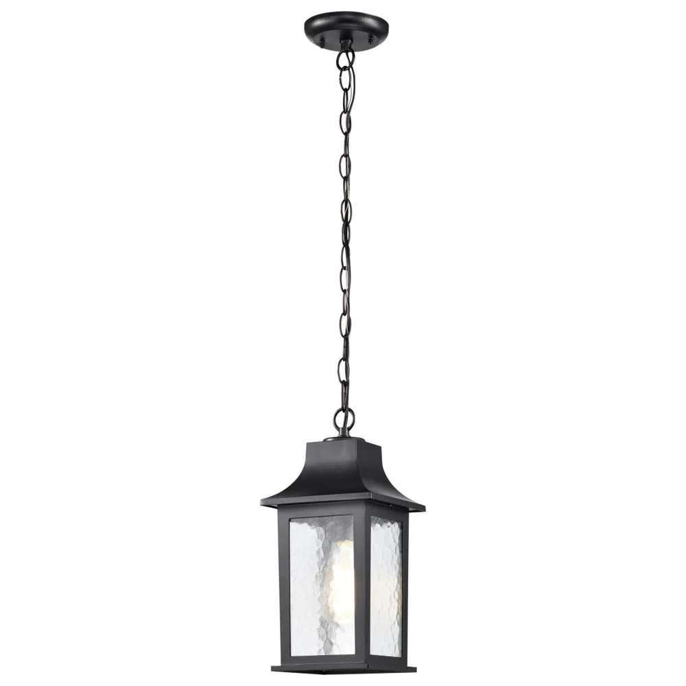 Stillwell Outdoor 14-in Hanging Light Matte Black Finish w/ Clear Water Glass