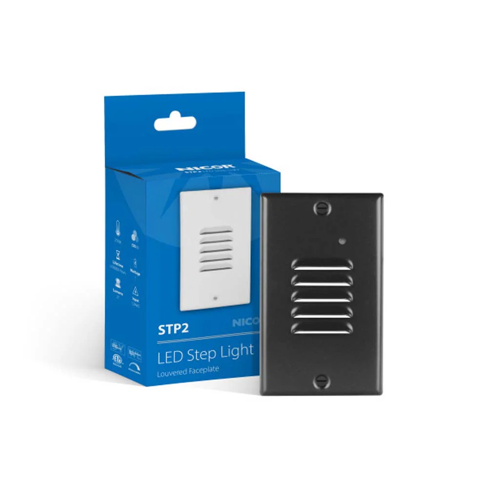 STP2 Vertical Louvered Black LED Step Light with Photocell